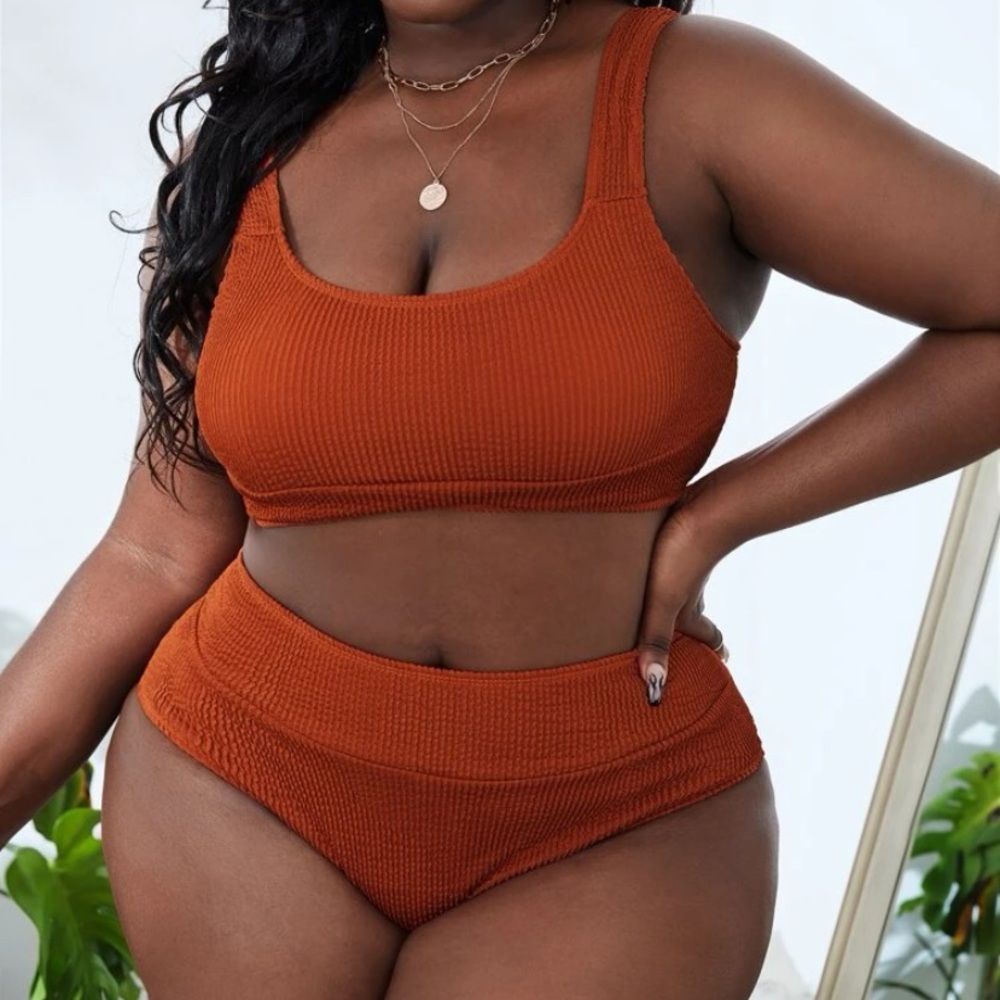 Burnt Orange Plus Size Swim Suit Bikini